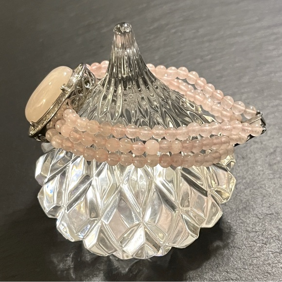 Pink Rose Quartz Beads and Stone Magnetic Stainless Steel Clasp 7.5” Bracelet - Picture 14 of 16